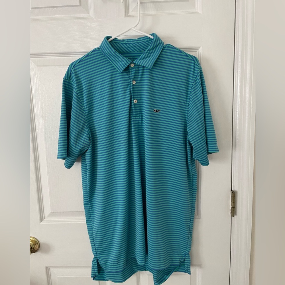 Vineyard Vines Striped Performance Polo. Size Medium.